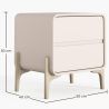 Table de chevet scandi moderne recouverte en simili cuir avec 2 tiroirs et pieds en bois naturel - Bennis image 7