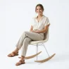 Chaise à bascule Minimaliste Bouclé – Style Nordic avec base en bois et acier - Skögur image 7