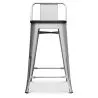 Tabouret de bar design industriel avec dossier - Bois et acier - 60 cm - Stylix image 7