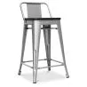 Tabouret de bar design industriel avec dossier - Bois et acier - 60 cm - Stylix image 7