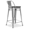 Tabouret de bar design industriel avec dossier - Bois et acier - 60 cm - Stylix image 7