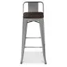 Tabouret de bar design industriel avec dossier - Bois et acier - 76cm - Stylix image 7