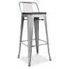 Tabouret de bar design industriel avec dossier - Bois et acier - 76cm - Stylix image 7