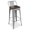 Tabouret de bar design industriel avec dossier - Bois et acier - 76cm - Stylix image 7