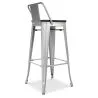 Tabouret de bar design industriel avec dossier - Bois et acier - 76cm - Stylix image 7