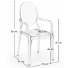 Chaise de salle à manger transparente - Design avec accoudoirs - Victoria Queen image 7