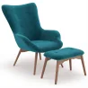 Fauteuil avec repose-pieds - Revêtu de velours - Style scandinave - Huda image 9