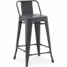 Tabouret de bar avec dossier - Design industriel - 60cm - Nouvelle édition - Stylix image 9