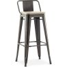 Tabouret de bar avec dossier - Design industriel - Bois et acier - 76cm - Nouvelle édition - Stylix image 9
