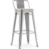 Tabouret de bar avec dossier - Design industriel - Bois et acier - 76cm - Nouvelle édition - Stylix image 9