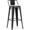 Tabouret de bar avec dossier - Design industriel - Bois et acier - 76cm - Nouvelle édition - Stylix image 9