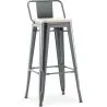 Tabouret de bar avec dossier - Design industriel - Bois et acier - 76cm - Nouvelle édition - Stylix image 9