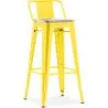 Tabouret de bar avec dossier - Design industriel - Bois et acier - 76cm - Nouvelle édition - Stylix image 9