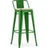 Tabouret de bar avec dossier - Design industriel - Bois et acier - 76cm - Nouvelle édition - Stylix image 9