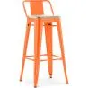 Tabouret de bar avec dossier - Design industriel - Bois et acier - 76cm - Nouvelle édition - Stylix image 9