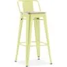 Tabouret de bar avec dossier - Design industriel - Bois et acier - 76cm - Nouvelle édition - Stylix image 9