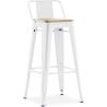 Tabouret de bar avec dossier - Design industriel - Bois et acier - 76cm - Nouvelle édition - Stylix image 9