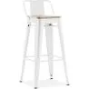 Tabouret de bar avec dossier - Design industriel - Bois et acier - 76cm - Nouvelle édition - Stylix image 9
