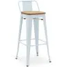 Tabouret de bar avec dossier - Design industriel - Bois et acier - 76cm - Nouvelle édition - Stylix image 9