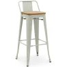 Tabouret de bar avec dossier - Design industriel - Bois et acier - 76cm - Nouvelle édition - Stylix image 9