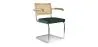 Chaise de salle à manger avec accoudoirs - Tapisserie en velours - Bois et rotin - Martha image 9