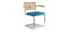 Chaise de salle à manger avec accoudoirs - Tapisserie en velours - Bois et rotin - Martha image 9