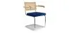 Chaise de salle à manger avec accoudoirs - Tapisserie en velours - Bois et rotin - Martha image 9