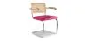Chaise de salle à manger avec accoudoirs - Tapisserie en velours - Bois et rotin - Martha image 9