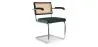 Chaise de salle à manger avec accoudoirs - Tapisserie en velours - Bois et rotin - Hyre image 9