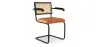 Chaise de salle à manger avec accoudoirs - tapissée de velours - bois et rotin - Puila image 9