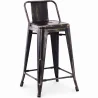 Tabouret de bar avec dossier - Design industriel - 60cm - Nouvelle édition - Stylix image 9