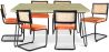 Pack Table à manger design industriel 150cm & 6 chaises de salle à manger en rotin - tapisserie en velours - Puila image 9