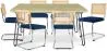 Pack Table à manger design industriel 150cm & 6 Chaises à manger en rotin - Tapisserie en velours - Martha image 9