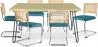 Pack Table à manger design industriel 150cm & 6 Chaises à manger en rotin - Tapisserie en velours - Martha image 9