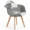 Chaise de Salle à Manger avec Accoudoirs - Tapissée en Patchwork - Blanc et Noir - Dominic image 9