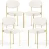 Lot de 4 - Chaise de salle à manger en bouclette fausse fourrure Tapissée - Boucles Blanches - Métal doré - Margot image 9