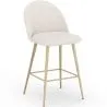 Tabouret En Bouclette Fausse Fourrure Tapissée - Boucles Blanches - Design scandinave - 66cm - Evelyne image 9