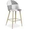 Tabouret Tapissé Patchwork - Style Scandinave - Noir et Blanc - 66cm -  Evelyne image 9