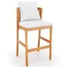 Tabouret Haut d'Extérieur en Bois de Teck avec Coussins - Bamas image 9