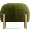 Pouf Rond Tapissé en Velours Côtelé avec Pieds en Bois Naturel - Marrakesh image 9