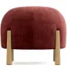 Pouf Rond Tapissé en Velours Côtelé avec Pieds en Bois Naturel - Marrakesh image 9