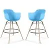 Tabouret de Bar - Design Scandinave - Pieds en Bois - Lot de 2 - Nordika image 9