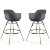 Tabouret de Bar - Design Scandinave - Pieds en Bois - Lot de 2 - Nordika image 9