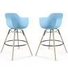 Tabouret de Bar - Design Scandinave - Pieds en Bois - Lot de 2 - Nordika image 9