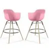 Tabouret de Bar - Design Scandinave - Pieds en Bois - Lot de 2 - Nordika image 9