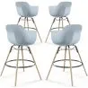 Tabouret de Bar - Design Scandinave - Pieds en Bois - Lot de 4 - Nordika image 9