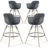 Tabouret de Bar - Design Scandinave - Pieds en Bois - Lot de 4 - Nordika image 9