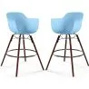 Tabourets de Bar - Design Scandinave - Pieds en Bois Sombre - Lot de 2 - Nordika image 9