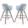 Tabourets de Bar - Design Scandinave - Pieds en Bois Sombre - Lot de 2 - Nordika image 9