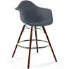 Tabouret de Bar en Velours - Design Scandinave et Pieds en Bois Foncé - Nordika image 9